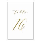Gold Minimalist Script Wedding Table Number 16 Kaart (Achterkant)