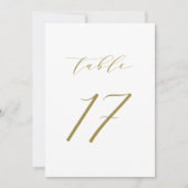 Gold Minimalist Script Wedding Table Number 17 Kaart (Voorkant)