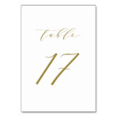Gold Minimalist Script Wedding Table Number 17 Kaart (Voorkant)