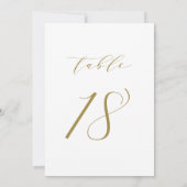 Gold Minimalist Script Wedding Table Number 18 Kaart (Achterkant)