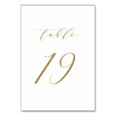 Gold Minimalist Script Wedding Table Number 19 Kaart (Achterkant)