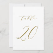 Gold Minimalist Script Wedding Table Number 20 Kaart (Voorkant)
