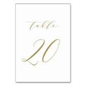 Gold Minimalist Script Wedding Table Number 20 Kaart (Achterkant)