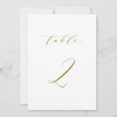 Gold Minimalist Script Wedding Table Number 2 Kaart (Voorkant)