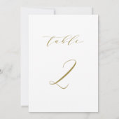 Gold Minimalist Script Wedding Table Number 2 Kaart (Achterkant)