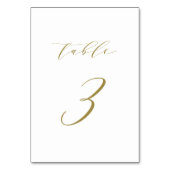 Gold Minimalist Script Wedding Table Number 3 Kaart (Voorkant)