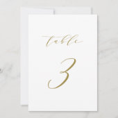 Gold Minimalist Script Wedding Table Number 3 Kaart (Voorkant)
