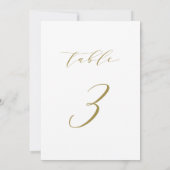Gold Minimalist Script Wedding Table Number 3 Kaart (Achterkant)