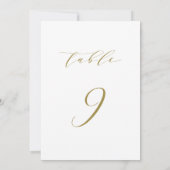 Gold Minimalist Script Wedding Table Number 9 Kaart (Achterkant)