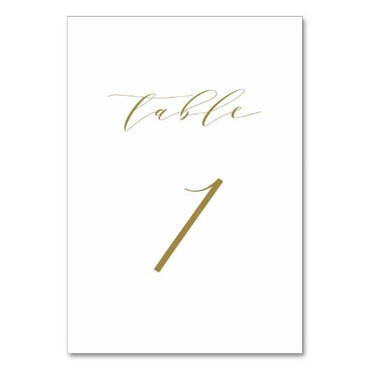 Gold Minimalist Script Weduwtabel 1 Kaart (Voorkant)