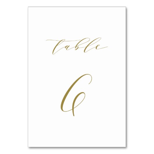 Gold Minimalist Script Weduwtabel 6 Kaart (Voorkant)