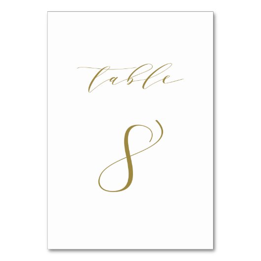 Gold Minimalist Script Weduwtabel 8 Kaart (Voorkant)