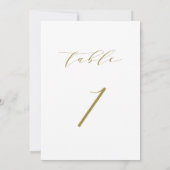Gold Minimalist Script Weduwtable Number 1 Kaart (Achterkant)