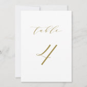 Gold Minimalist Script Weduwtable Number 4 Kaart (Voorkant)