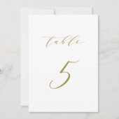 Gold Minimalist Script Weduwtable Number 5 Kaart (Voorkant)