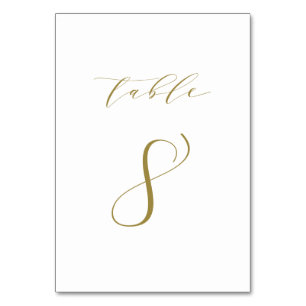 Gold Minimalist Script Weduwtable Number 8 Kaart
