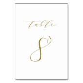 Gold Minimalist Script Weduwtable Number 8 Kaart (Voorkant)