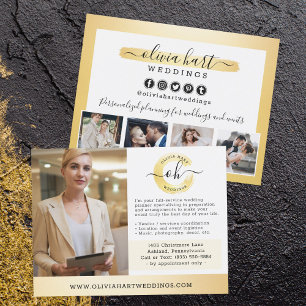 Gold Minimalist Stylist Business Marketing Foto Briefkaart
