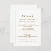 Gold Minimalist Wedding Details Kaart (Voorkant / Achterkant)