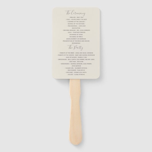 Gold Minimalist Wedding Program Handwaaier (Achterkant)