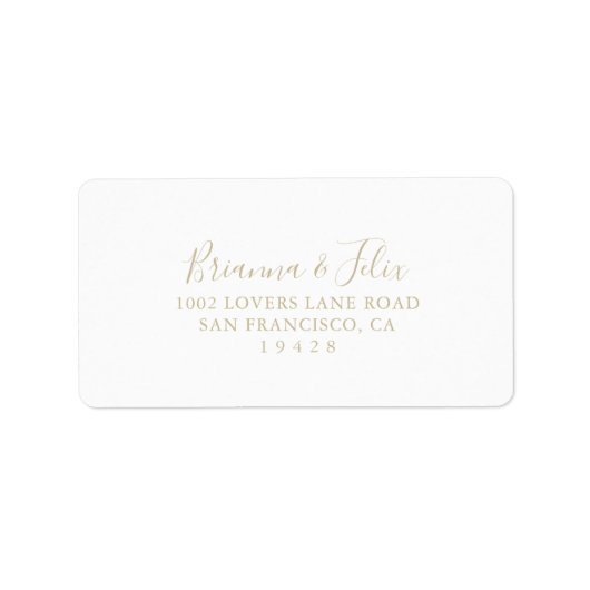 Gold Minimalist Wedding RSVP-adreslabel Etiket (Voorkant)