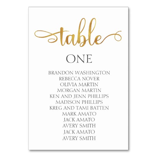 Gold Minimalist Wedding Seating Card 3,5x5 Kaart (Voorkant)