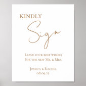 Gold Minimalist Wedding Sign-In Poster Print (Voorkant)