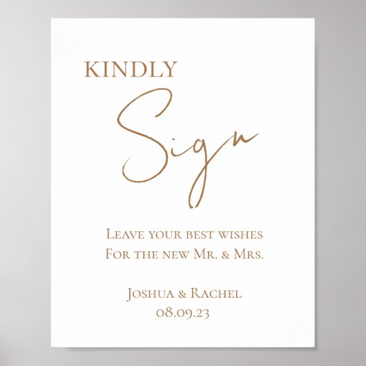 Gold Minimalist Wedding Sign-In Poster Print (Voorkant)