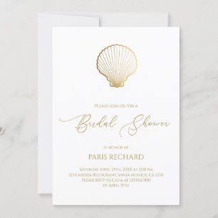 Gold Minimalist Zee Shell Vrijgezellenfeest Kaart