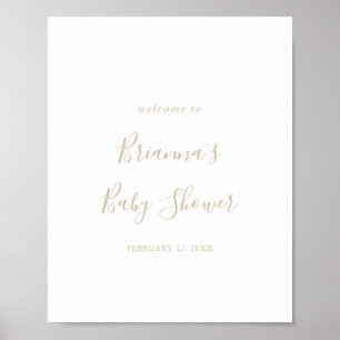 Gold-minimalistisch Baby shower WelkomstPoster Poster