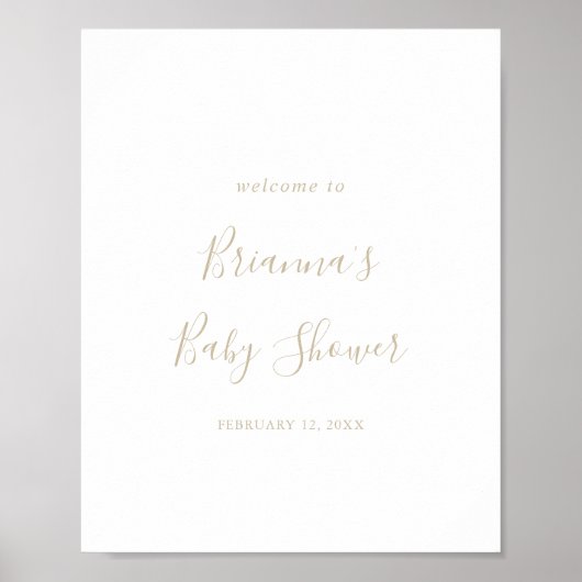 Gold-minimalistisch Baby shower WelkomstPoster Poster (Voorkant)