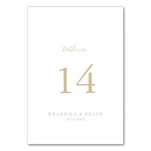 Gold-minimalistisch huwelijksnummer kaart (Voorkant)