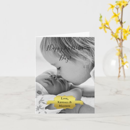 Gold-minimalistische fotokaart kaart (Gele Bloem)