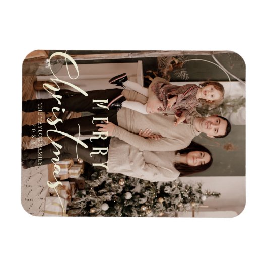 Gold-minimalistische kerstfotoserie magneet (Horizontaal)