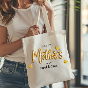 Gold-minimalistische Moederdag Grote Tote Bag