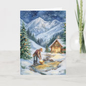 Gold Mining Gold Panning Christmas Kaart (Voorkant)