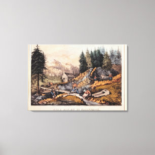 Gold Mining in Californië Canvas Afdruk