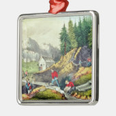Gold Mining in Californië Metalen Ornament (Links)