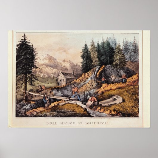 Gold Mining in Californië Poster (Voorkant)