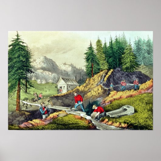 Gold Mining in Californië Poster (Voorkant)