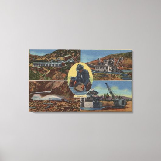 Gold Mining in Californië - Quarz, Dredge Canvas Afdruk (Voorkant)