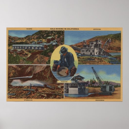 Gold Mining in Californië - Quarz, Dredge Poster (Voorkant)