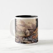 Gold Mining in Californië Tweekleurige Koffiemok (Voorkant links)