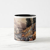 Gold Mining in Californië Tweekleurige Koffiemok (Center)