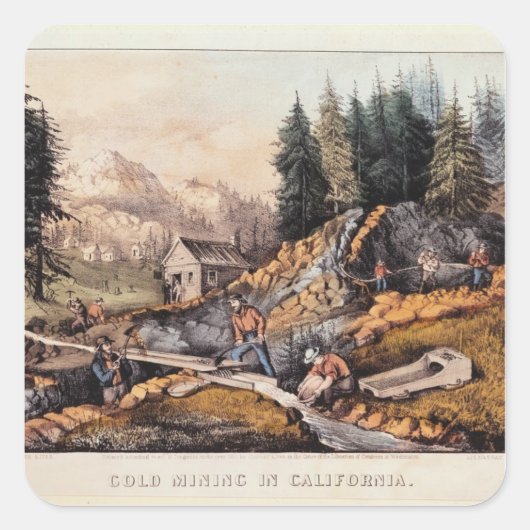 Gold Mining in Californië Vierkante Sticker (Voorkant)