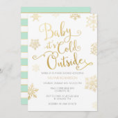 Gold & Mint-Baby is een koude buitenkant-schoeisel Kaart (Voorkant / Achterkant)