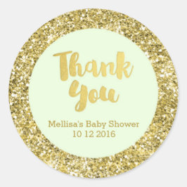 Gold Mint Baby shower Dank u voor Sticker
