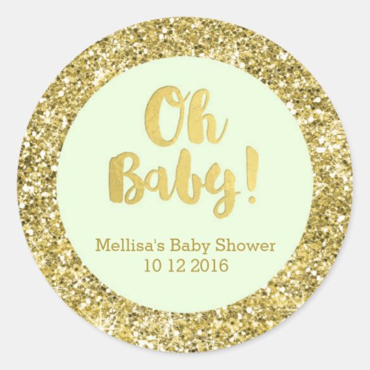 Gold Mint Baby shower Oh Baby Favor Sticker (Voorkant)