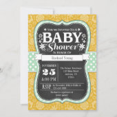 Gold Mint Chalkboard Floral Baby shower Invite Kaart (Voorkant)