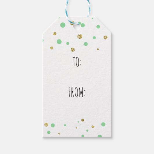 Gold Mint Confetti Cadeaulabel (Voorkant)